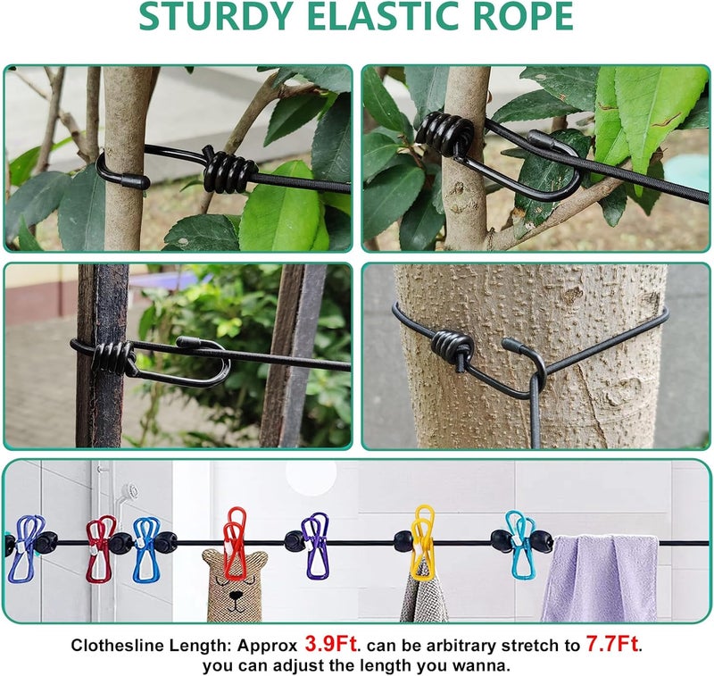 Tekeviss Retractable Portable Clothesline for Travel,2 Packs of Portable Clothesline with 8 clothespins,2 Packs of Disposable Compressed Towels,Suitable for Indoor Clothesline, Outdoor Camping Accessories - Image 5